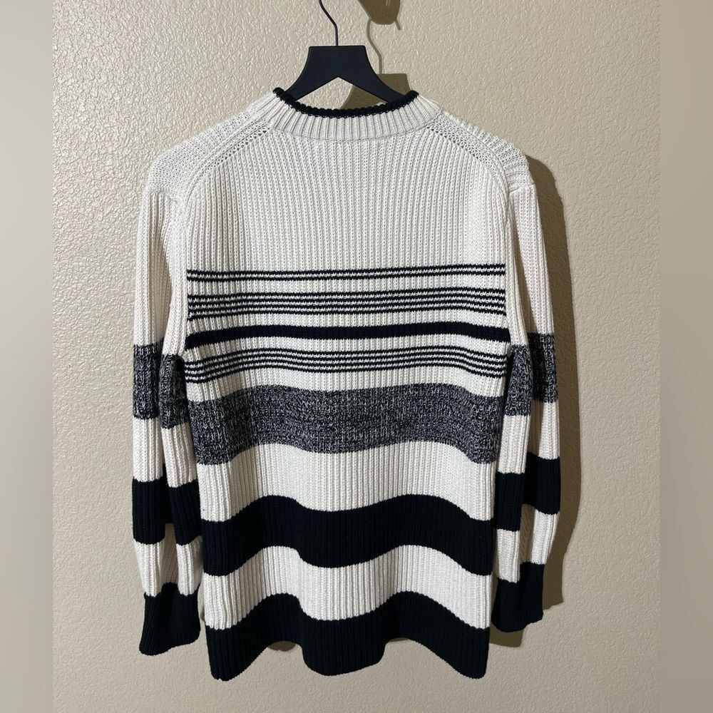 Proenza Schouler Black and White Striped Crewneck Sweater - Picture 2 of 6